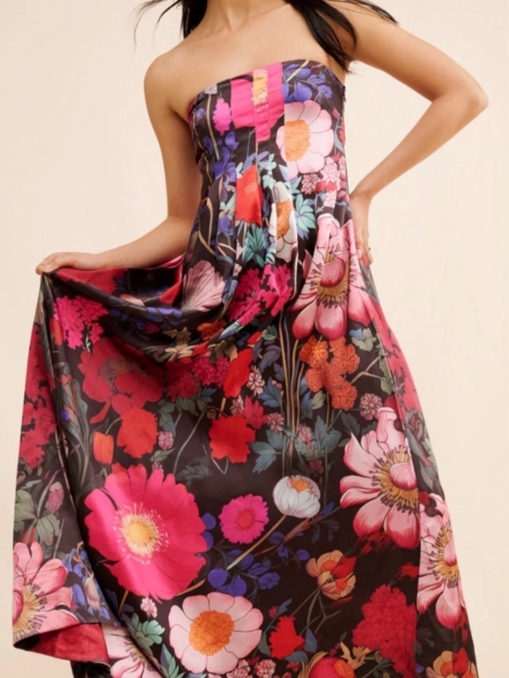 Free People Floral Open Back Boho Maxi Dress Size Medium